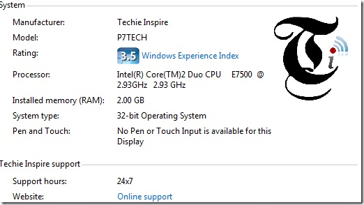 Customize OEM Info in windows 7 and vista 