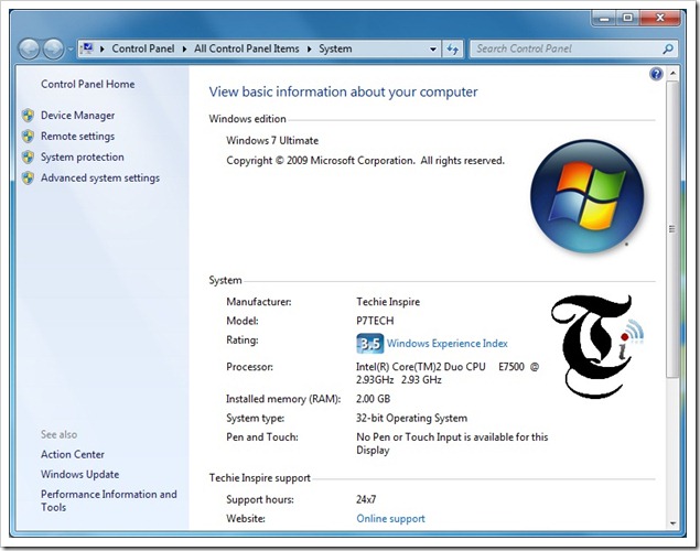 Customize OEM Info in windows 7 