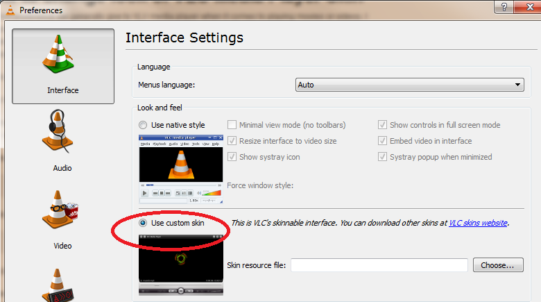 what is vlc media player skinned