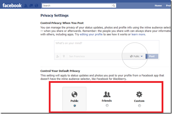 facebook privacy settings page
