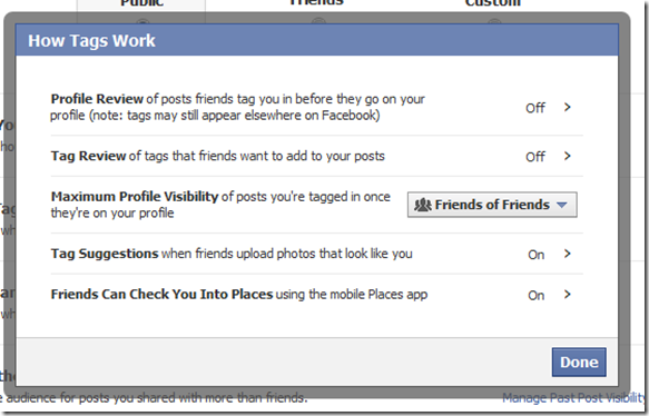 how tag works facebook settings
