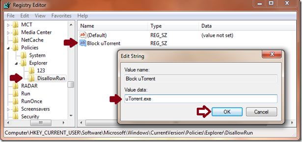 block utorrent using regedit