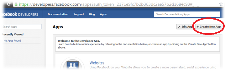 Create new app in facebook