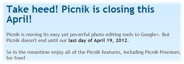 Picnik closing