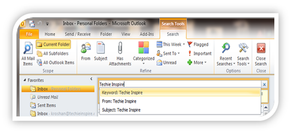 Search better in Outlook 2010