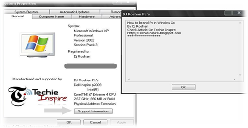 Name in System Properties in Windows XP