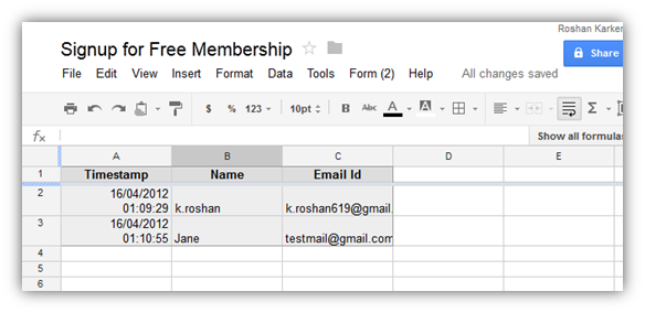 Create Forms using Google Docs