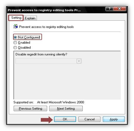 Enable Registry Editor using Group Policy Editor