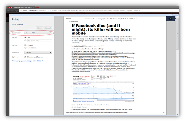 Save Web Pages As PDF In Chrome