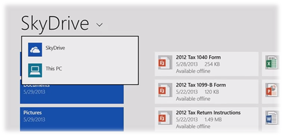 SkyDrive Integrated in Windows 8.1