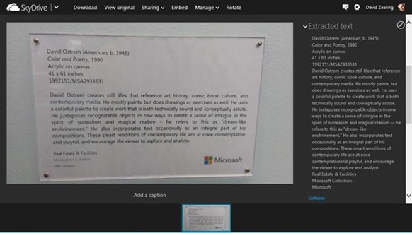 Microsoft SkyDrive now support OCR