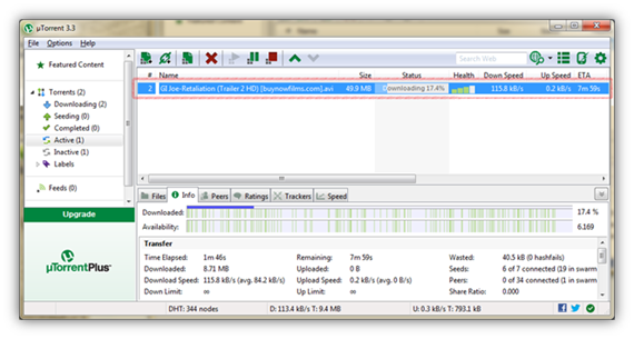 File is downloading in uTorrent software..