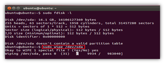 Wipe Hard Drive using Wipe Command