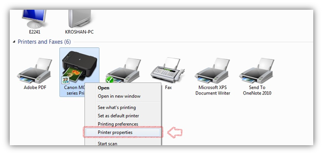 Open Printer Properties