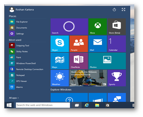 Windows 10 Start Menu