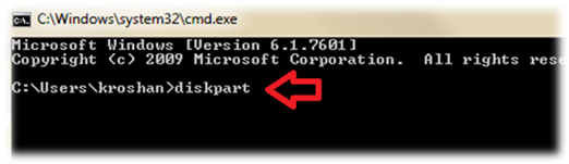 Diskpart using command prompt