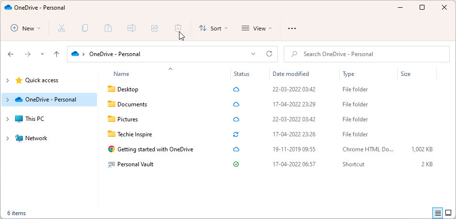 save files to OneDrive using File explorer