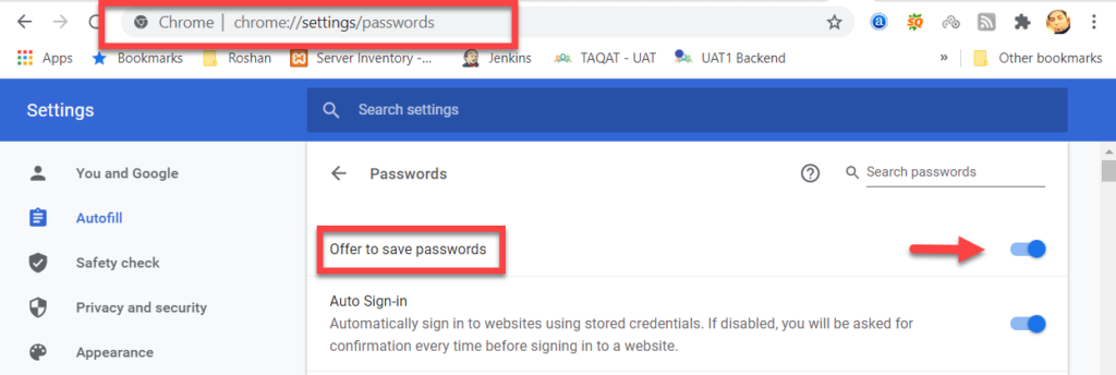 Chrome Offer to Save Password