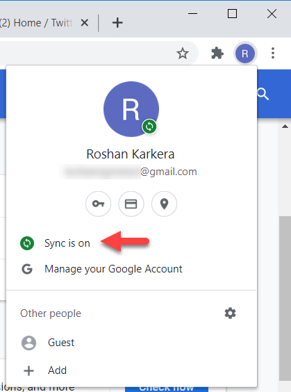 Chrome Sync ON