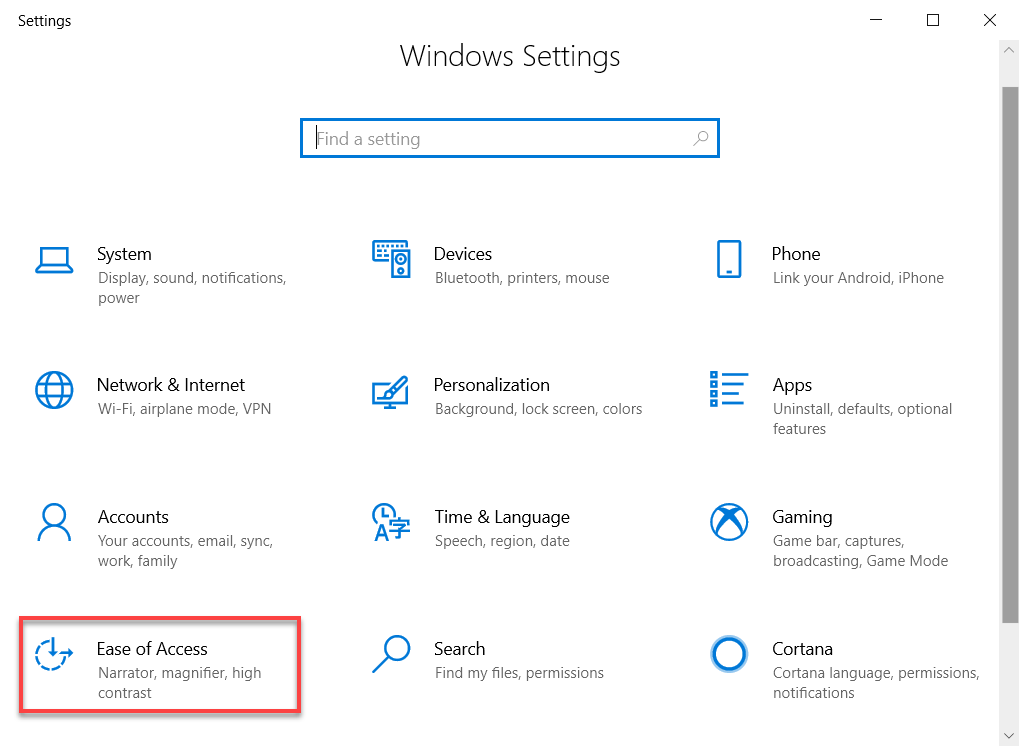 Toggle Key on Windows 10 setting