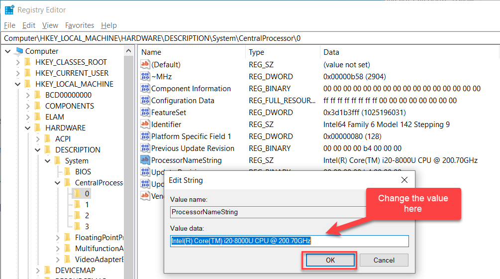 Fake CPU Configuration on Windows 10