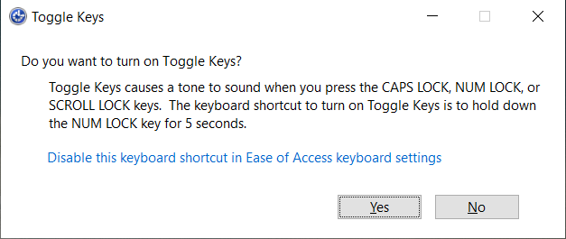 Toggle Keys on Windows 10