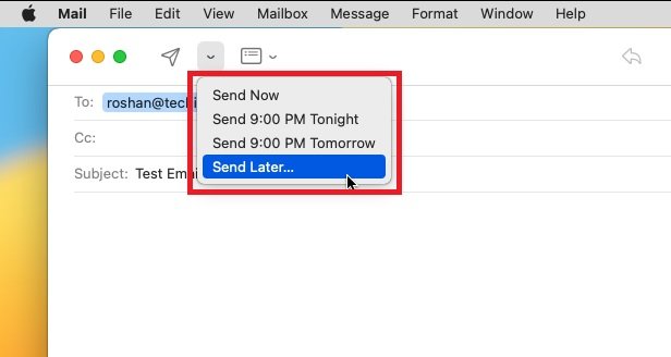 macOS 13 Schedule Email
