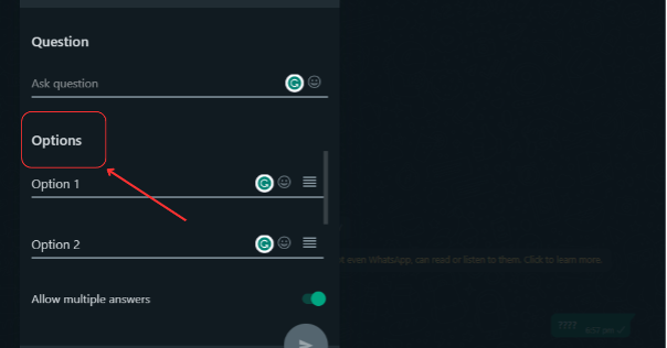 WhatsApp Web Poll option