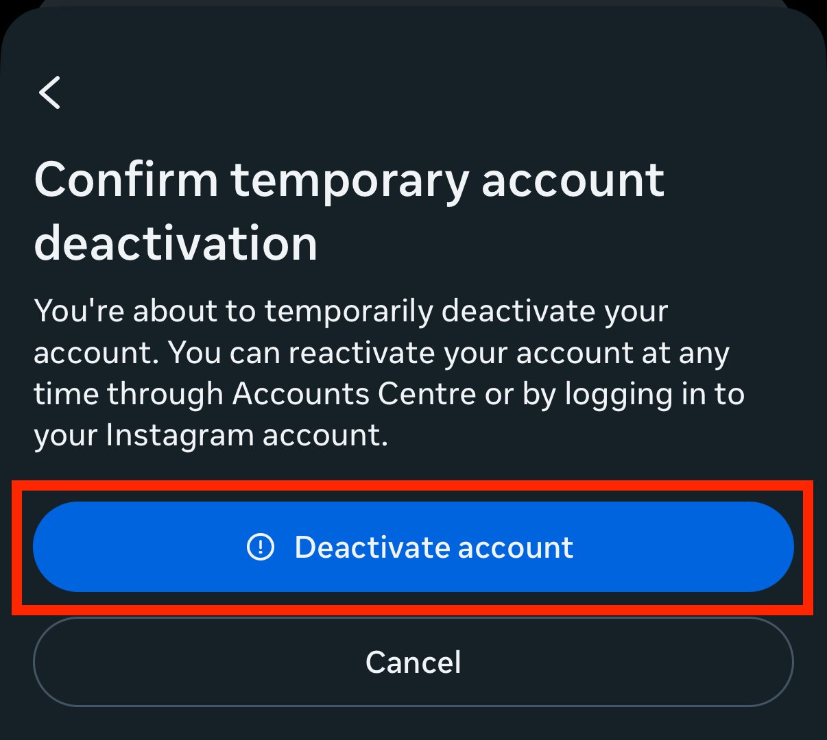 Deactivate Account