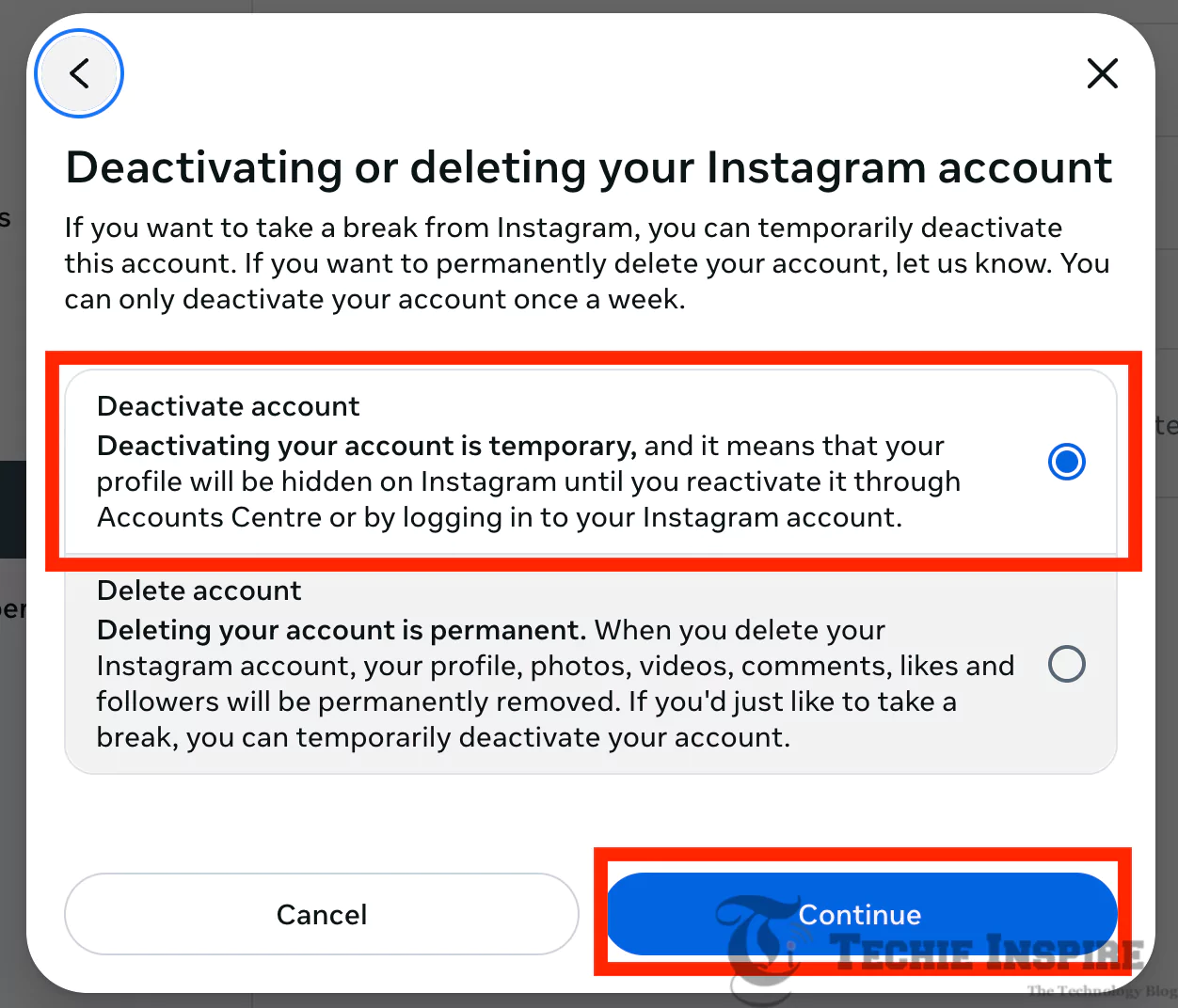 Instagram Deactivation