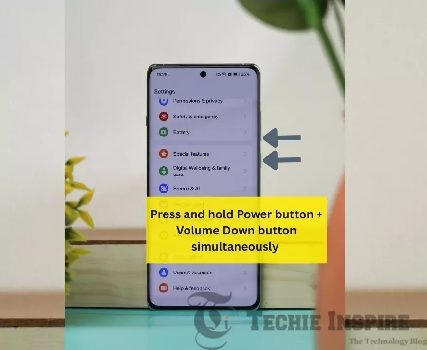 press and hold power button volume-down button simultaneously