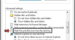 Recycle Bin option under Folder Options Windows XP